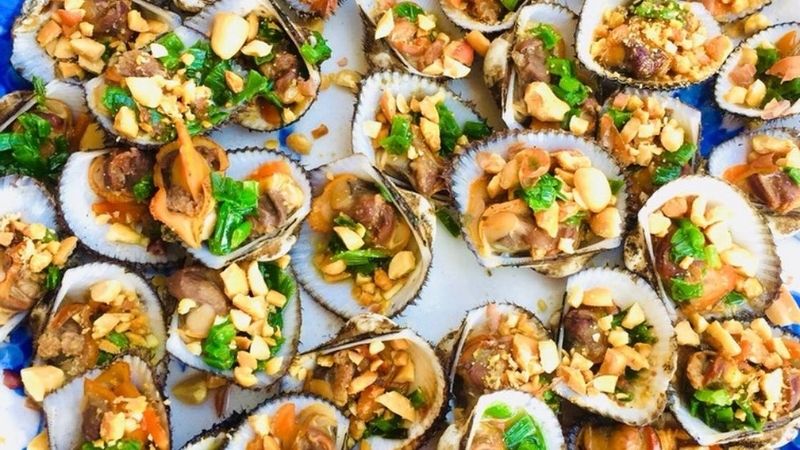 Sò lông nướng mở hành